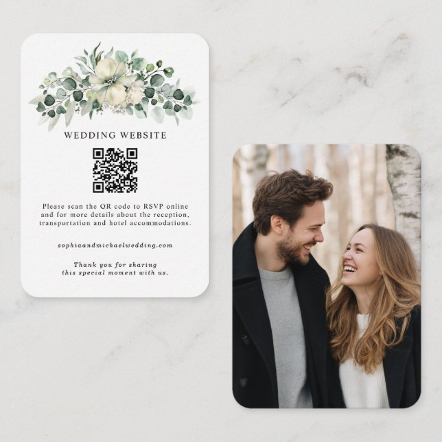 Greenery Eucalyptus Wedding Enclosure Card (Front/Back)