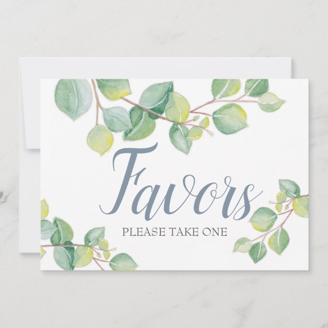 Greenery Eucalyptus Wedding Favor Sign Invitation (Front)