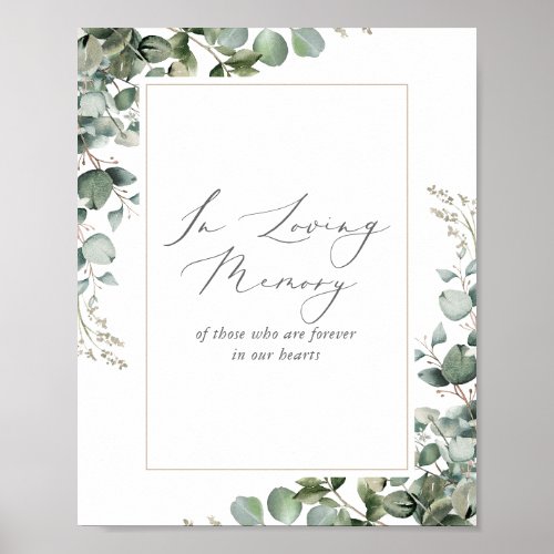 Greenery Eucalyptus Wedding In Loving Memory Sign