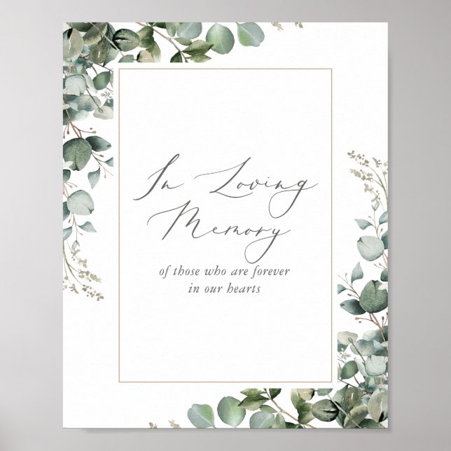 Greenery Eucalyptus Wedding In Loving Memory Sign (Front)