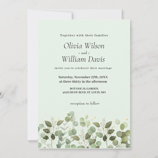 Greenery Eucalyptus Wedding  Invitation (Front)