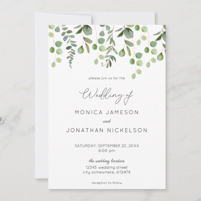 Greenery Eucalyptus Wedding Invitation (Front)