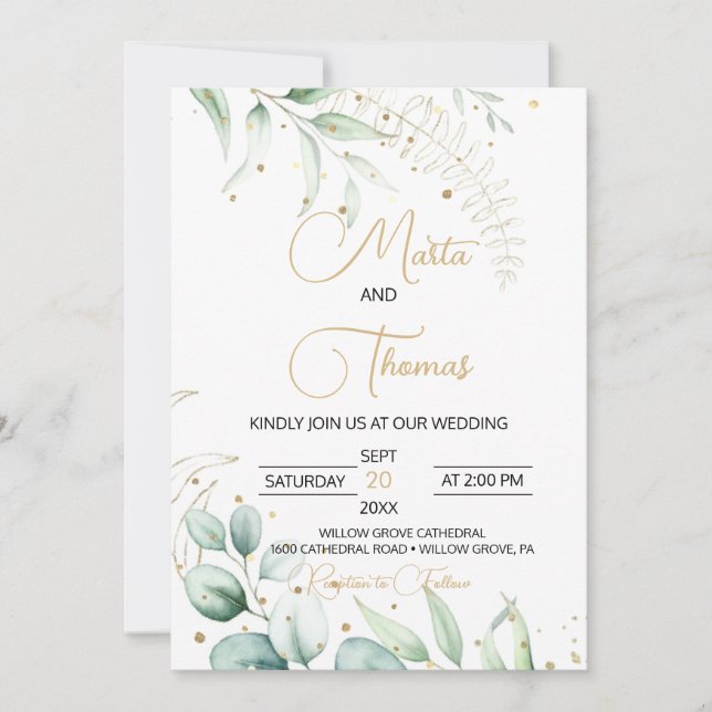 Greenery Eucalyptus Wedding Invitation (Front)