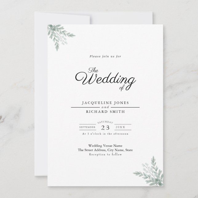  Greenery Eucalyptus Wedding Invitation (Front)