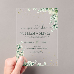 Greenery Eucalyptus Wedding Invite Floral Wedding Acrylic Invitations