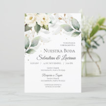 Greenery Eucalyptus Wedding invite in Spanish