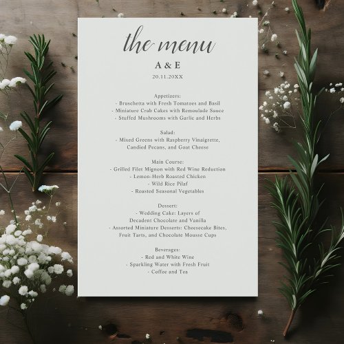 Greenery Eucalyptus Wedding Menu