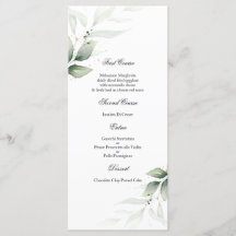 Greenery Eucalyptus Wedding Menu Template