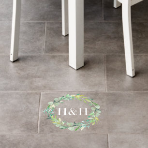 Greenery Eucalyptus Wedding Monogram  Floor Decals