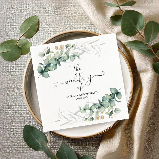 Greenery Eucalyptus Wedding Napkins (Creator Uploaded)