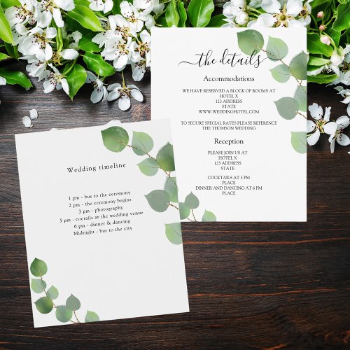 Greenery eucalyptus wedding program details