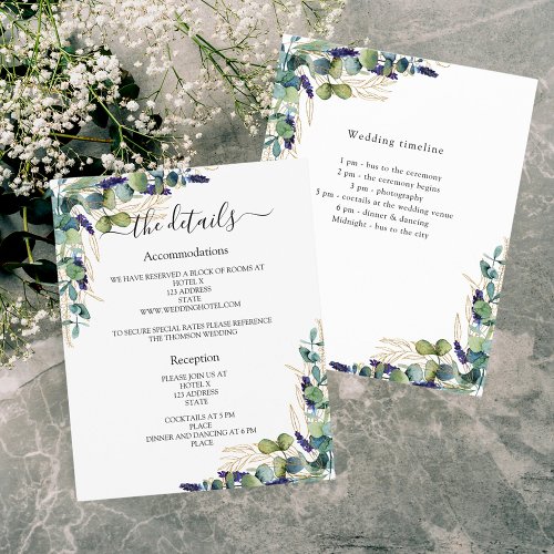 Greenery eucalyptus wedding program details