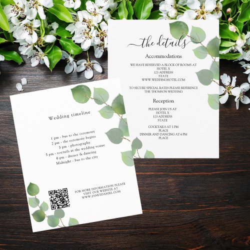 Greenery eucalyptus wedding program details QR