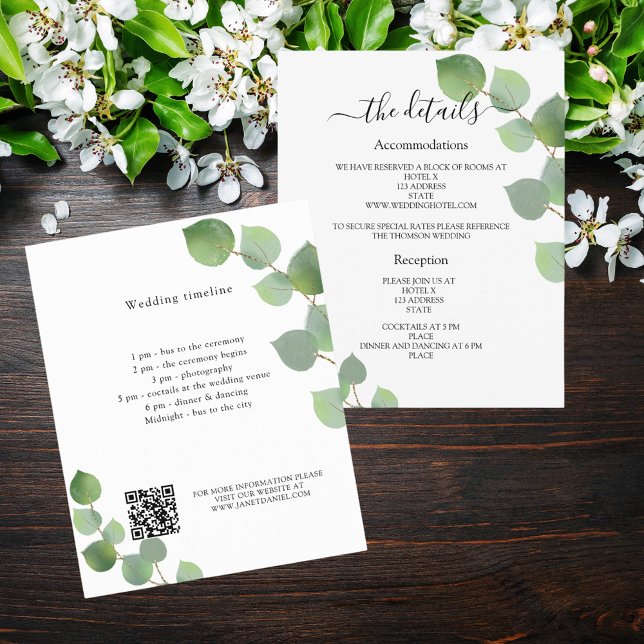 Greenery eucalyptus wedding program details QR (Creator Uploaded)