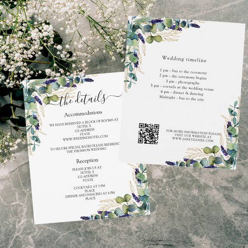 Greenery eucalyptus wedding program details QR Flyer