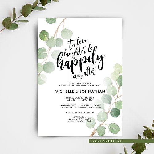 Greenery Eucalyptus Wedding Rehearsal Dinner Cards