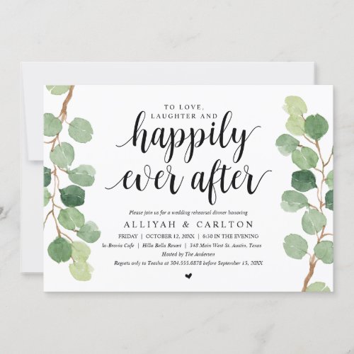 Greenery Eucalyptus Wedding Rehearsal Dinner Invitation