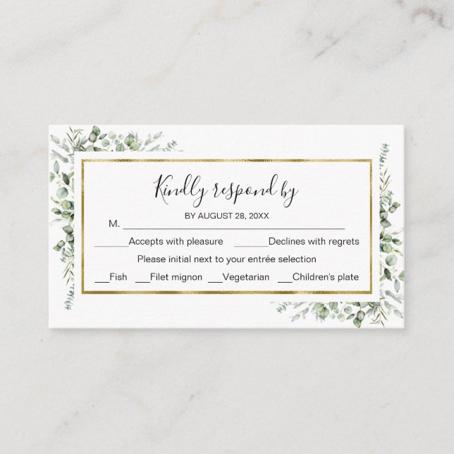 Greenery Eucalyptus Wedding RSVP  Enclosure Card (Front)