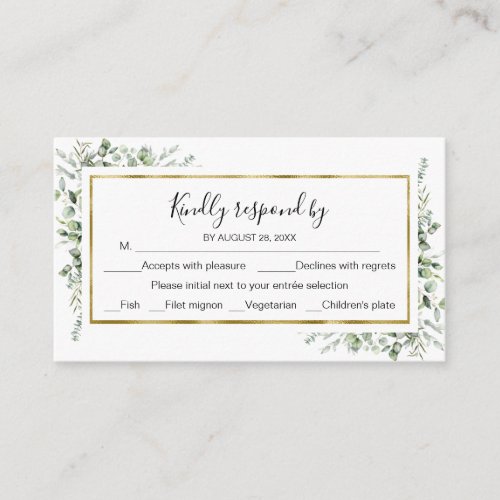 Greenery Eucalyptus Wedding RSVP  Enclosure Card