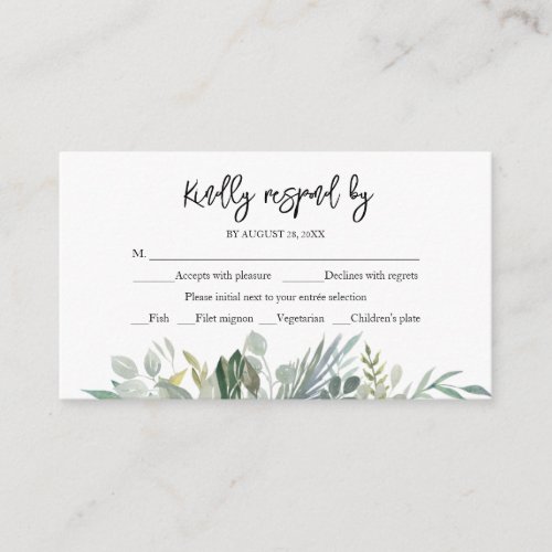 Greenery Eucalyptus Wedding RSVP Enclosure Card