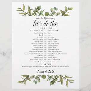 Greenery Eucalyptus Wedding Schedule Timeline