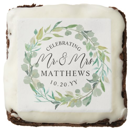 Greenery Eucalyptus Wedding Shower Brownie