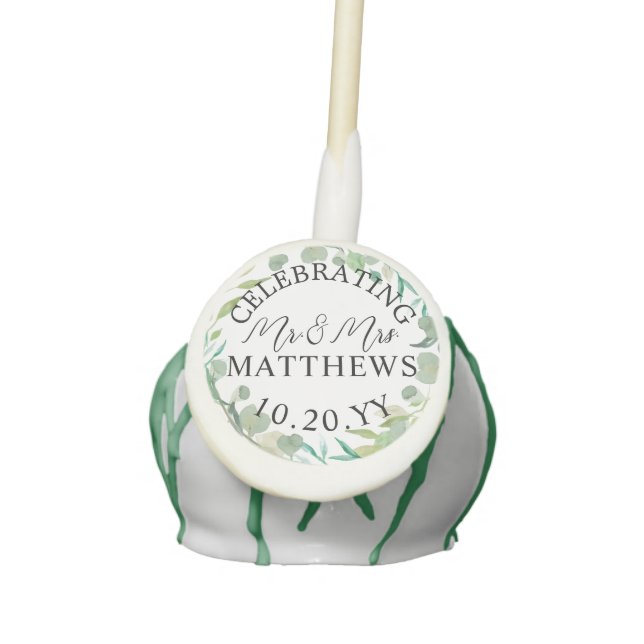 Greenery Eucalyptus Wedding Shower Cake Pops (Front)