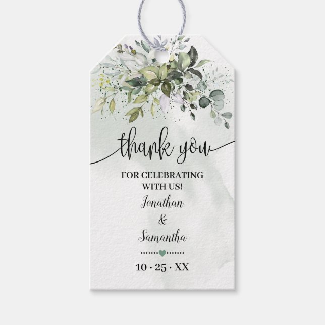 Greenery Eucalyptus Wedding Shower favor tag (Front)