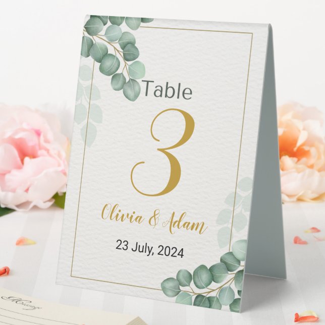 Greenery Eucalyptus Wedding Table Number Tent (In SItu (Wedding))