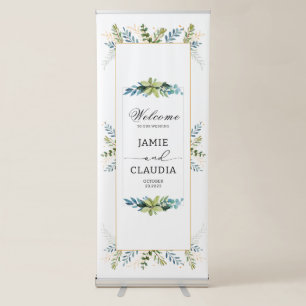 Greenery Eucalyptus wedding welcome Retractable Banner