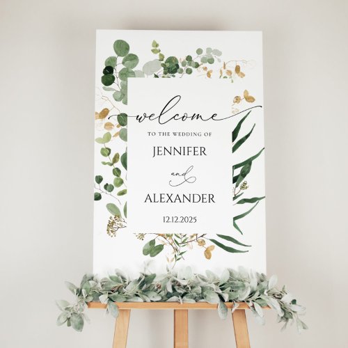 Greenery eucalyptus wedding welcome sign