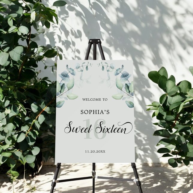 Greenery Eucalyptus Welcome Sweet 16 Foam Board (Creator Uploaded)