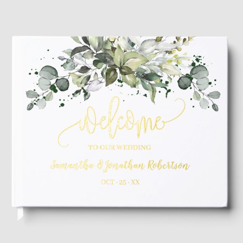 Greenery Eucalyptus Welcome Wedding Foil Guestbook