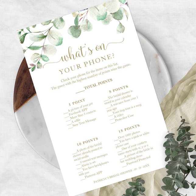 Greenery Eucalyptus What's On Your Phone Flyer (Creator Uploaded)