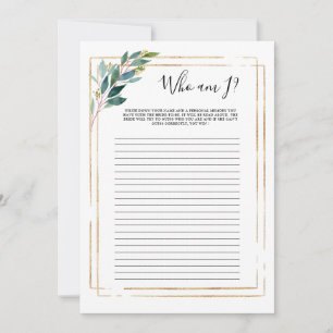 Greenery Eucalyptus Who Am I Bridal Shower Game