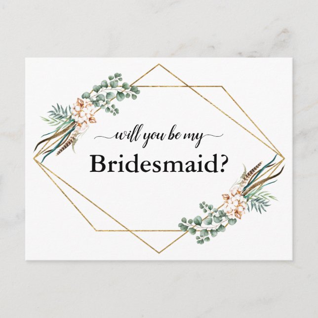 Greenery Eucalyptus Will You be My Bridesmaid Card (Front)