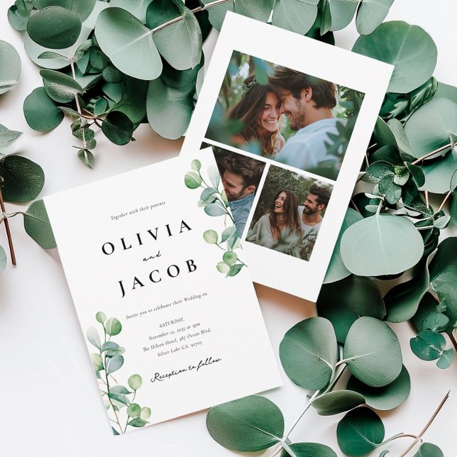 Greenery Eucalyptus with Photo Wedding Invitation (Creator Uploaded)