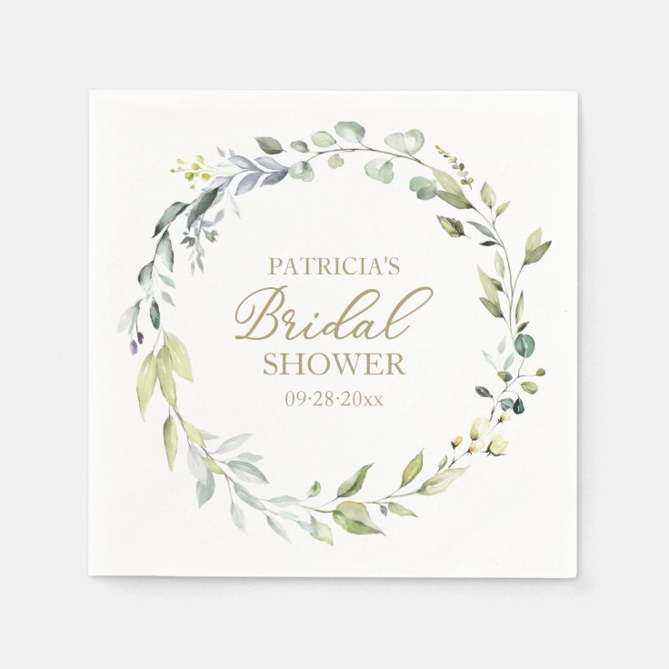 Greenery Eucalyptus Wreath Bridal Shower Napkins Zazzle