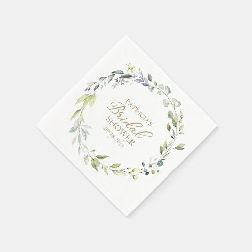 Greenery Eucalyptus Wreath Bridal Shower Napkins Zazzle