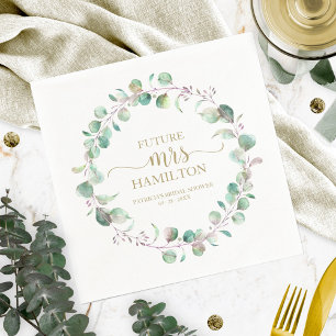 Greenery Eucalyptus Wreath Bridal Shower Napkins
