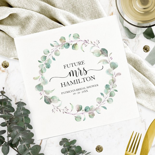 Greenery Eucalyptus Wreath Bridal Shower Napkins (Creator Uploaded)