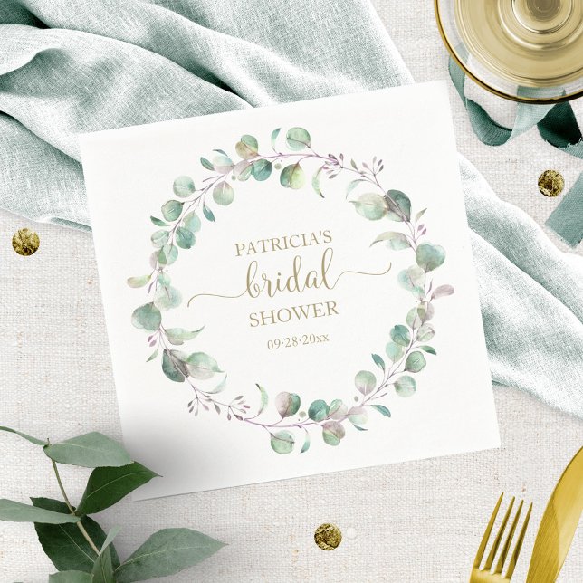 Greenery Eucalyptus Wreath Bridal Shower  Napkins (Creator Uploaded)