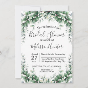 Greenery Eucalyptus Wreath Foliage Bridal Shower Invitation