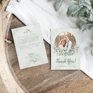 Greenery Eucalyptus Wreath Photo Wedding Thank You Card