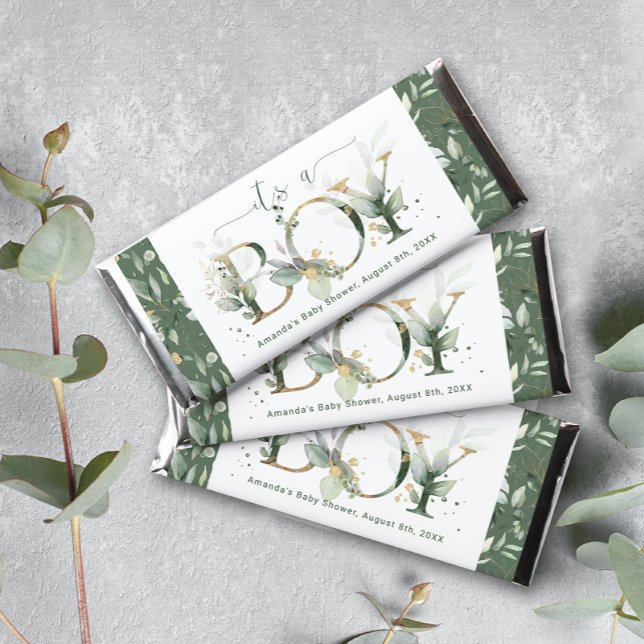 Greenery eucayptus it's a boy Hershey Bar Label (Creator Uploaded)