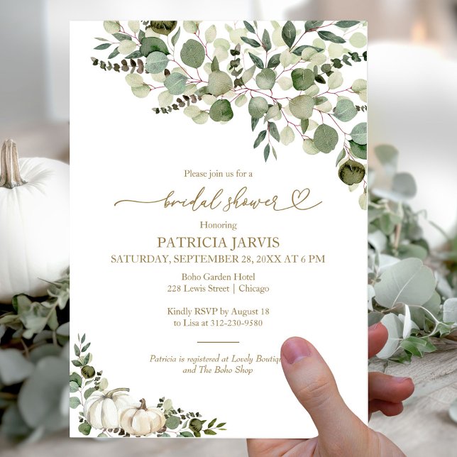 Greenery Fall Budget Bridal Shower Invitations Flyer (Creator Uploaded)