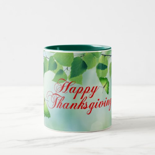 GREENERY FALL FOLIAGE BUTTERFLY THANKSGIVING Two_Tone COFFEE MUG