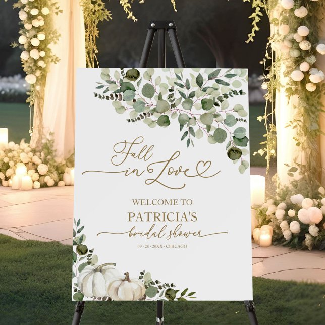 Greenery Fall In Love Bridal Shower Welcome  Foam Board (Creator Uploaded)