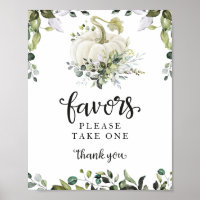 Greenery Fall Pumpkin Baby Shower Favors Sign