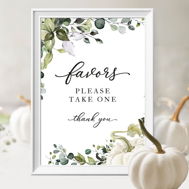 Greenery Fall Pumpkin Baby Shower Favors Sign (Creator Uploaded)